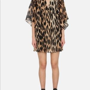 Ganni pleated leopard dress NWOT